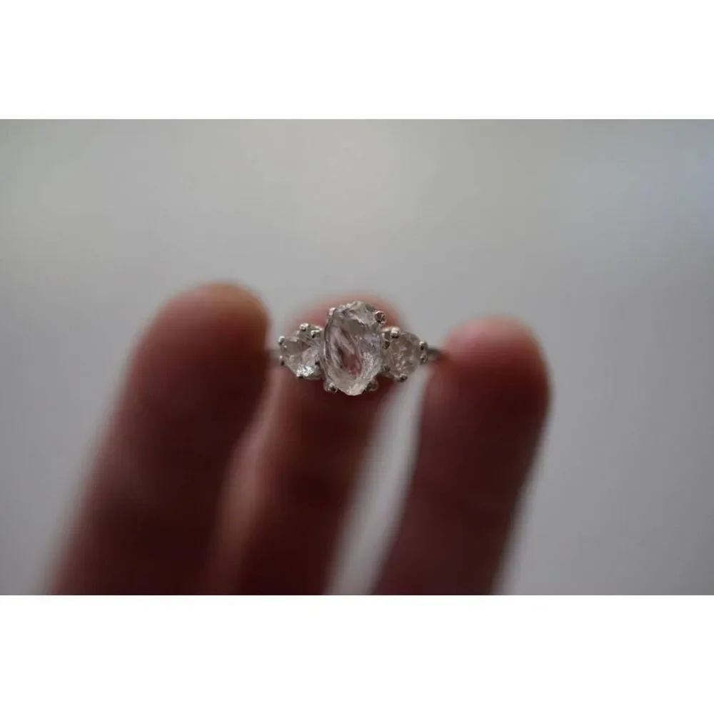 alternative raw Lake County diamond engagement rings, raw crystal size 8